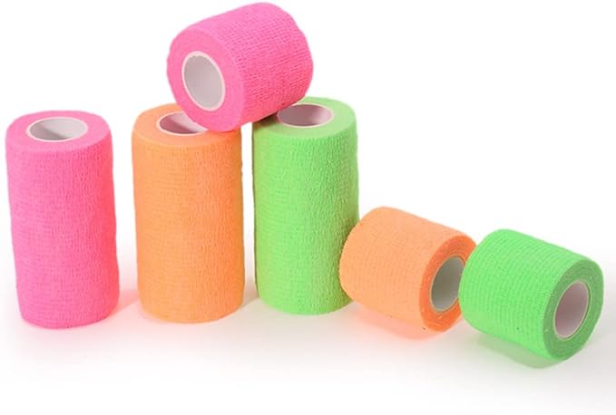 6 Pack 4" x 5 Yards Self Adhesive Bandage Wrap Breathable Cohesive Vet Wrap for Pets, Elastic Self-Adherent Tape for Sports, Wrist, Ankle (Mixed Colors)