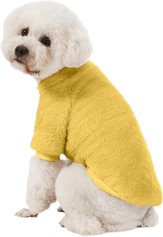 Dog Sweater, 3 Pack Dog Sweaters for Small Dogs, Dog Clothes for Small Dogs Girl Boy, Ultra Soft and Warm Puppy Sweater Dog Coat for Winter Christmas (Orange+Coffee+Yellow, S)