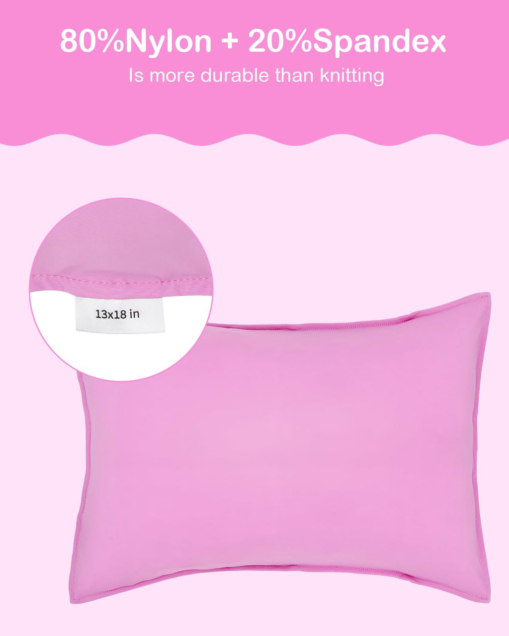 ALVABABY Toddler Pillowcase Stretchy Nylon&Spandex Soft Kids Pillow Cover 2 Pack Fit 13"x 18" or 12"x16" Envelope for Girl Boy Sleepy Travel Pink 2TPN01A
