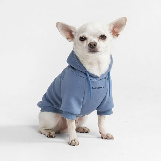 Spark Paws Dog Hoodie – Premium Dog Sweater for Small, Medium, and Large Dogs | Warm Outfits for French Bulldogs, Pitbull, Puppy, Winter Jacket Alternative - Slate Blue - S