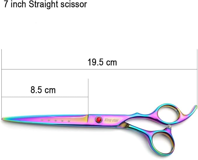 7.0in Titanium Rainbow Professional Pet Grooming Scissors Set,Straight & Thinning & Curved Scissors 4pcs Set for Dog Grooming,(Rainbow)