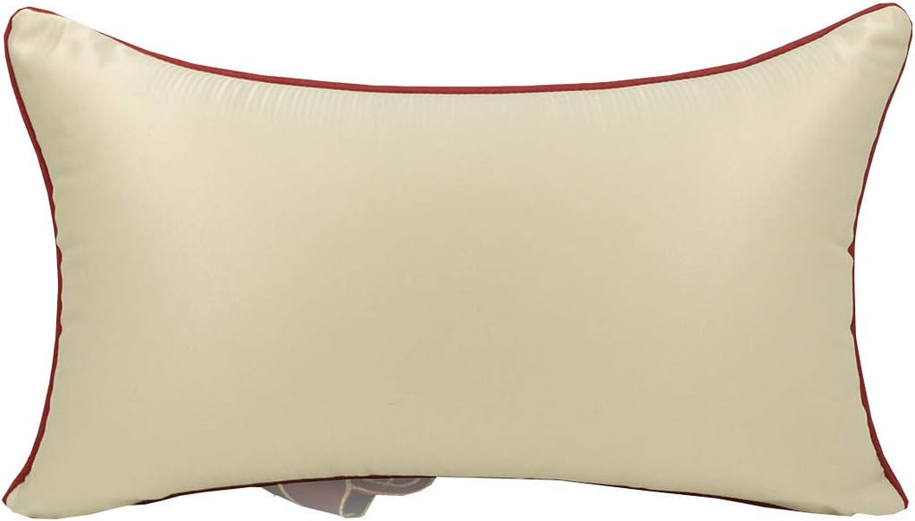 vctops Embroidered Peacock Decorative Throw Pillow Case Silky Satin Cushion Cover Red3 12"X20"