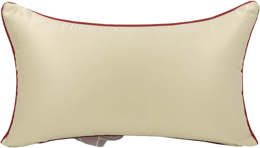 vctops Embroidered Peacock Decorative Throw Pillow Case Silky Satin Cushion Cover Red3 12"X20"