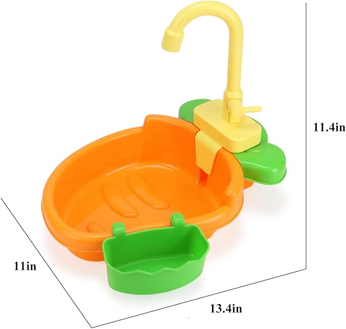 Bird Bath Shower, Bird Bath for Cage with Faucet, Parrot Shower Bathtub Parrot Automatic Bathing Box, Bird Baths for Parakeets, Ferret, Budgie, Goldfinch, Cockatiel, Lovebird and Small Birds (Orange)
