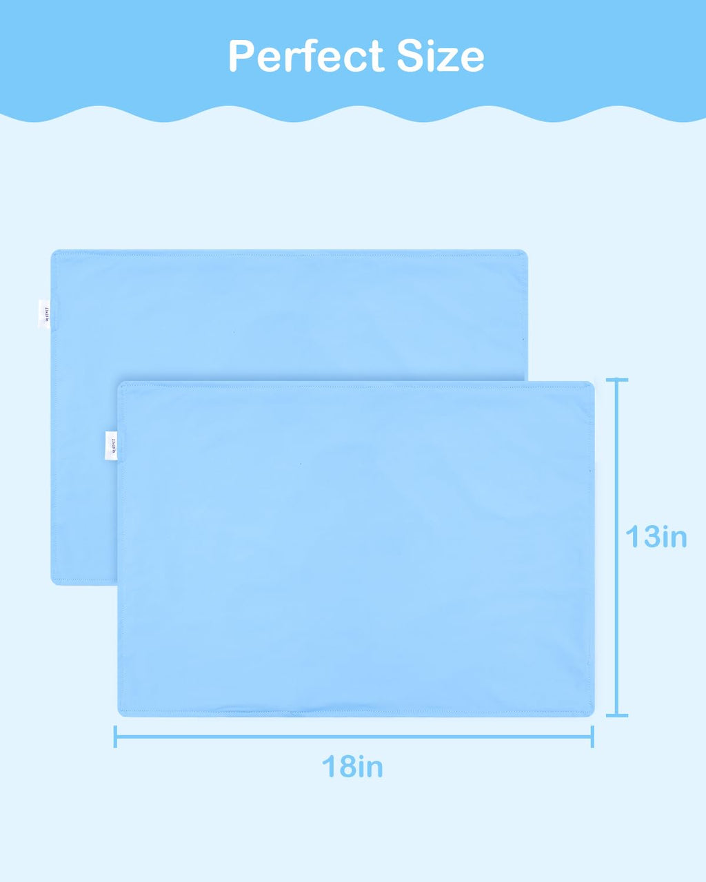 ALVABABY Toddler Pillowcases Stretchy Nylon&Spandex Soft Kids Pillow Cover 2 Pack Fit 13"x 18" or 12"x16" Envelope for Girl Boy Sleepy Travel Blue 2TPN02A