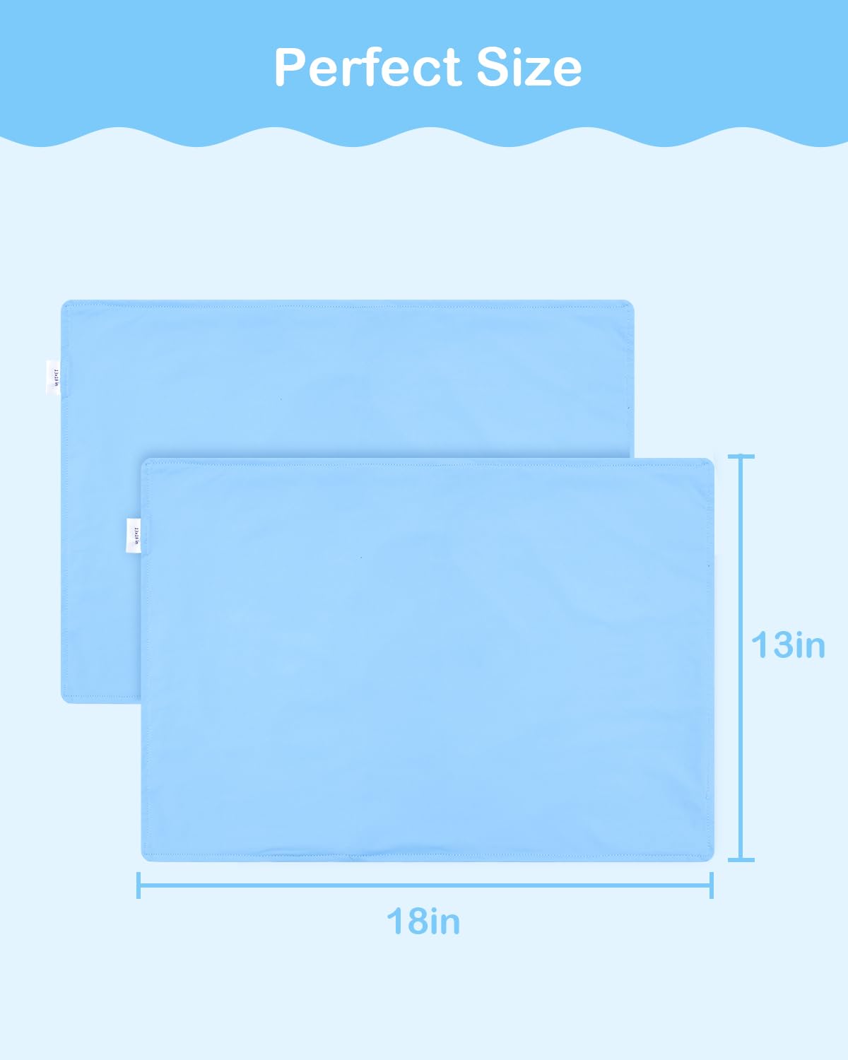 ALVABABY Toddler Pillowcases Stretchy Nylon&Spandex Soft Kids Pillow Cover 2 Pack Fit 13"x 18" or 12"x16" Envelope for Girl Boy Sleepy Travel Blue 2TPN02A