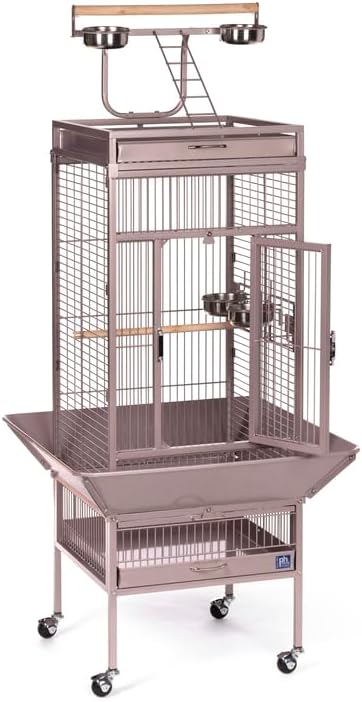 Retro Renaissance Iron Select Bird Cage with Elegant Design, Durable Construction, Easy-Clean Tray Blush