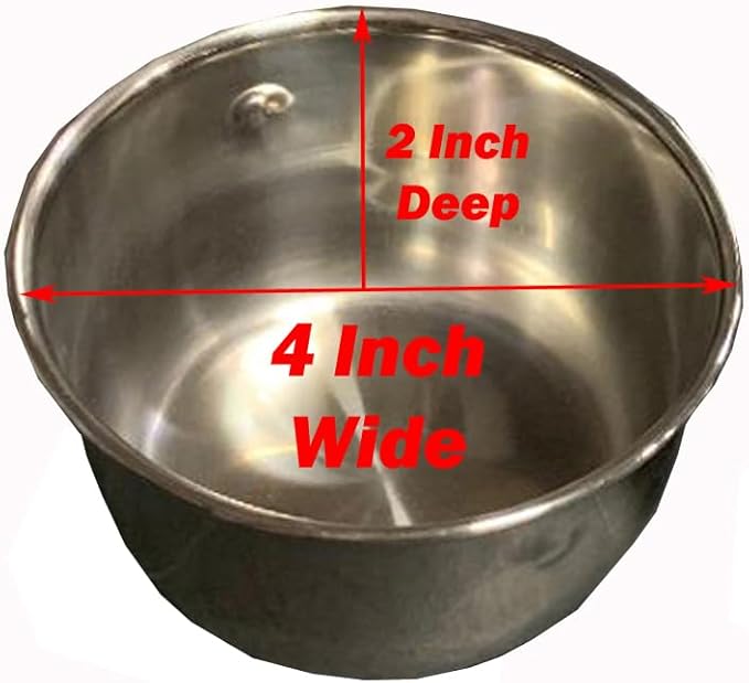 Lot of 2 Bird Parrot Cage Stainless Steel Seed Water Feeder Replacement 4-Inch Wide 2-Inch Deep Cups with Adjustable Cage Holders