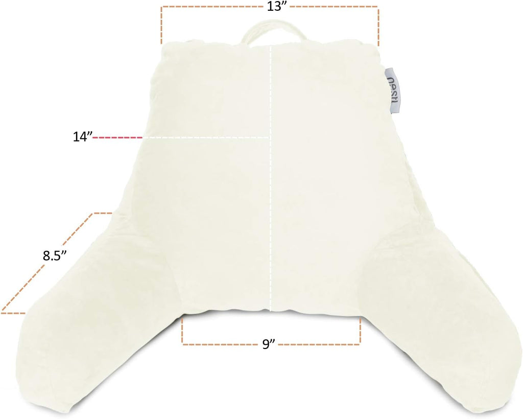 Nestl Reading Pillow for Kids & Teens with Shredded Memory Foam, Backrest Pillows for Reading, Watching, and Gaming, Use on The Couch, Bed, or Floor, Adjustable Support with Washable Cover Off White