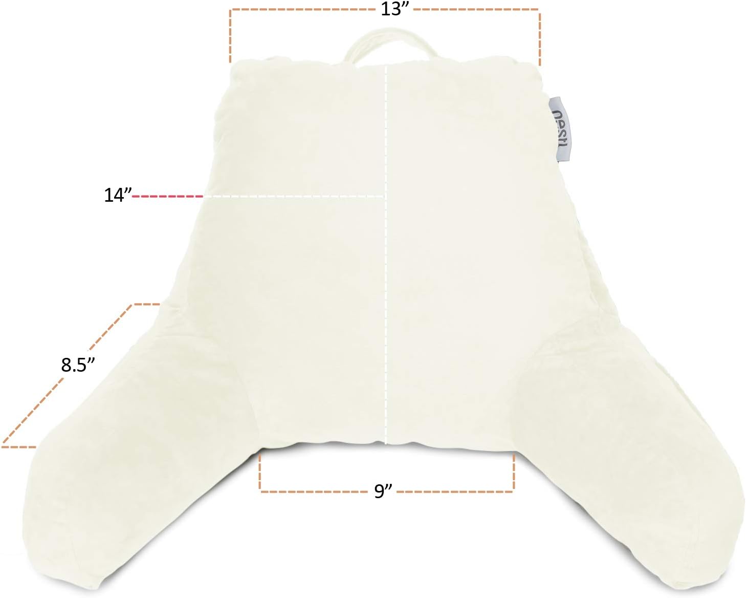 Nestl Reading Pillow for Kids & Teens with Shredded Memory Foam, Backrest Pillows for Reading, Watching, and Gaming, Use on The Couch, Bed, or Floor, Adjustable Support with Washable Cover Off White