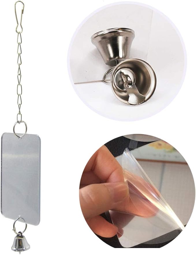 Acrylic Bird Mirror for Small Birds, Parrot Cage Toys 1PC (4.72" x 3.14") – Clear Unbreakable Hanging Mirror Cage Accessory for Parakeet, Cockatiel, Conure, Lovebirds, Budgies