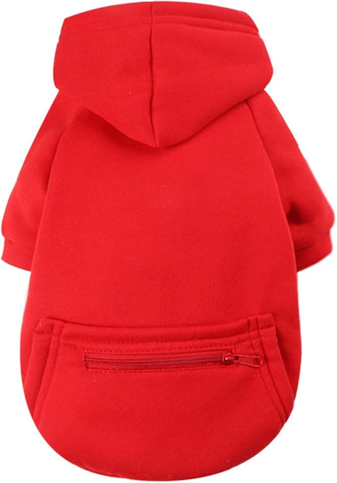 Jecikelon Winter Dog Hoodie Sweatshirts with Pockets Warm Clothes for Small Dogs Chihuahua Coat Puppy Custume Clothing (Large, Y02-Red)