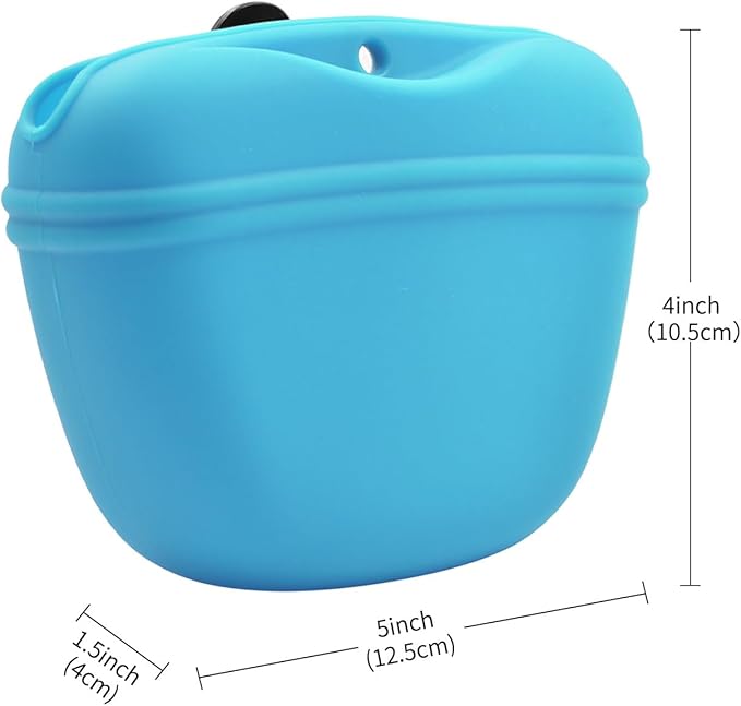 AUDWUD Silicone Dog Treat Pouch,Clip on Portable Training Container,Convenient Magnetic Buckle Closing and Waist Clip,No BPA