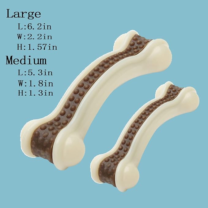 Dog Chew Toys for Aggressive Chewers Large Breed,2 Pack Beef Flavor Indestructible Dog Teething Chew Toys Bones for Large/Medium/Small Puppies,Pet Toy with Nylon