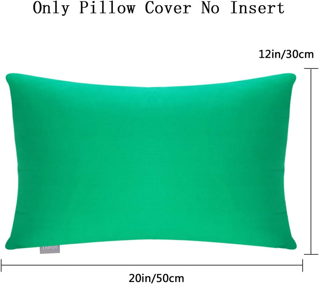4-Pack 100% Cotton Lumbar Comfortable Solid Decorative Throw Pillow Case,Thmyo Rectangle Cushion Cover Pillowcase Sublimation Blank Pillow Covers DIY Throw Pillowcase(12x20inch/30x50cm, Bright Green)