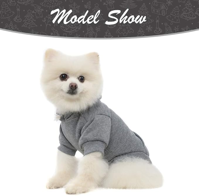 KOOLTAIL Basic Dog Hoodie - Soft and Warm Dog Hoodie Sweater with Leash Hole and Pocket, Dog Winter Coat, Cold Weather Clothes Sweatshirt for Small Medium Large Dogs Puppy Cat Boys Girls Grey SM