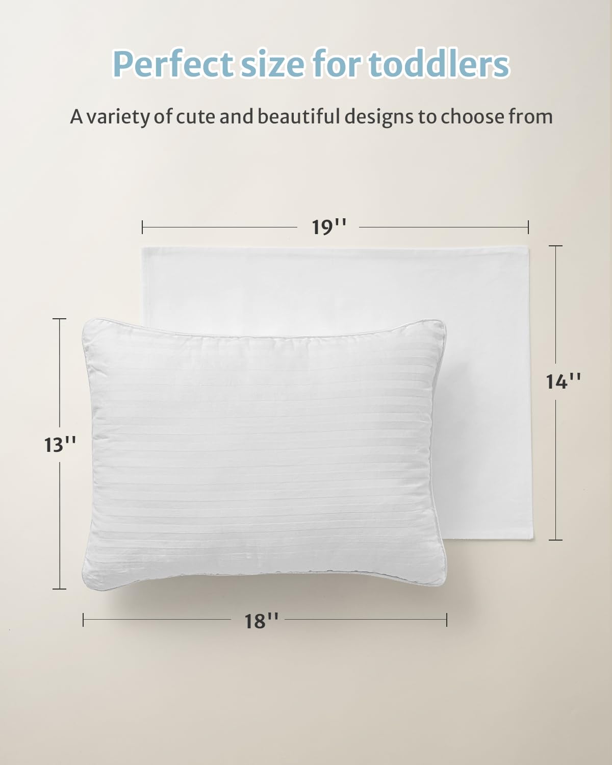 Babebay Toddler Pillow,13X18 Soft Toddler Pillows for Sleeping, Machine Washable Kids Pillow with Cotton Pillowcase, Perfect for Travel (White)