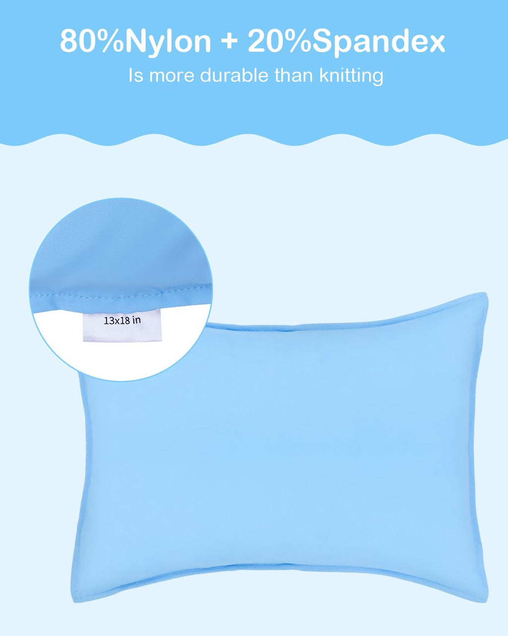 ALVABABY Toddler Pillowcases Stretchy Nylon&Spandex Soft Kids Pillow Cover 2 Pack Fit 13"x 18" or 12"x16" Envelope for Girl Boy Sleepy Travel Blue 2TPN02A