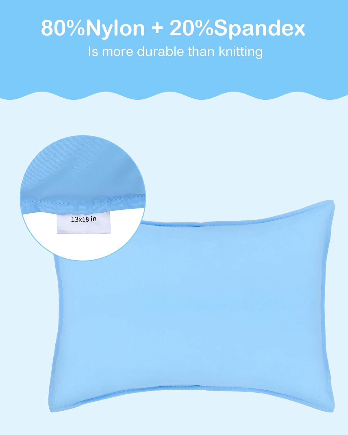 ALVABABY Toddler Pillowcases Stretchy Nylon&Spandex Soft Kids Pillow Cover 2 Pack Fit 13"x 18" or 12"x16" Envelope for Girl Boy Sleepy Travel Blue 2TPN02A