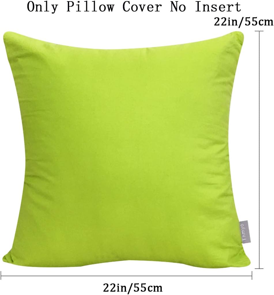 4-Pack 100% Cotton Comfortable Solid Decorative Throw Pillow Case,Thmyo Square Cushion Cover Pillowcase Sublimation Blank Pillow Covers DIY Throw Pillowcase for Couch(22x22 inch/ 55x55cm,Light Green)