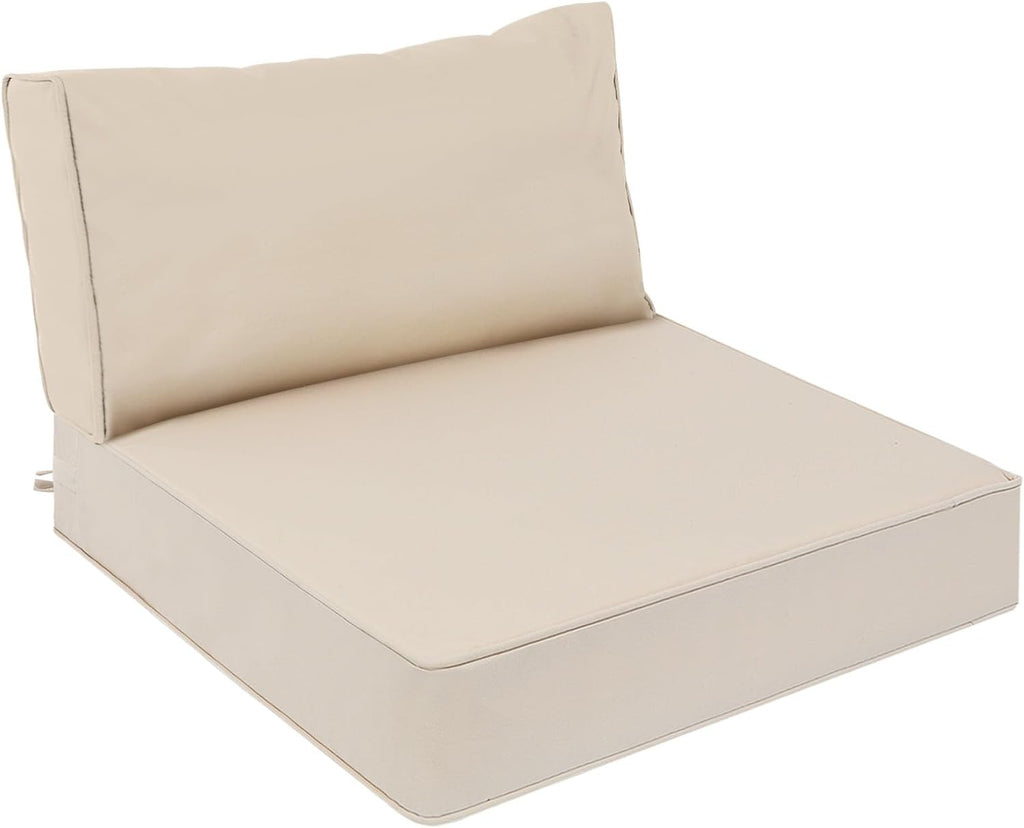 AAAAAcessories Outdoor Deep Seat Cushions, Waterproof, Fade-Resistant Patio Furniture Replacement Cushions, 25.5" x 25.5" x 5" + 25.5" x 13.5", Sandstone Beige