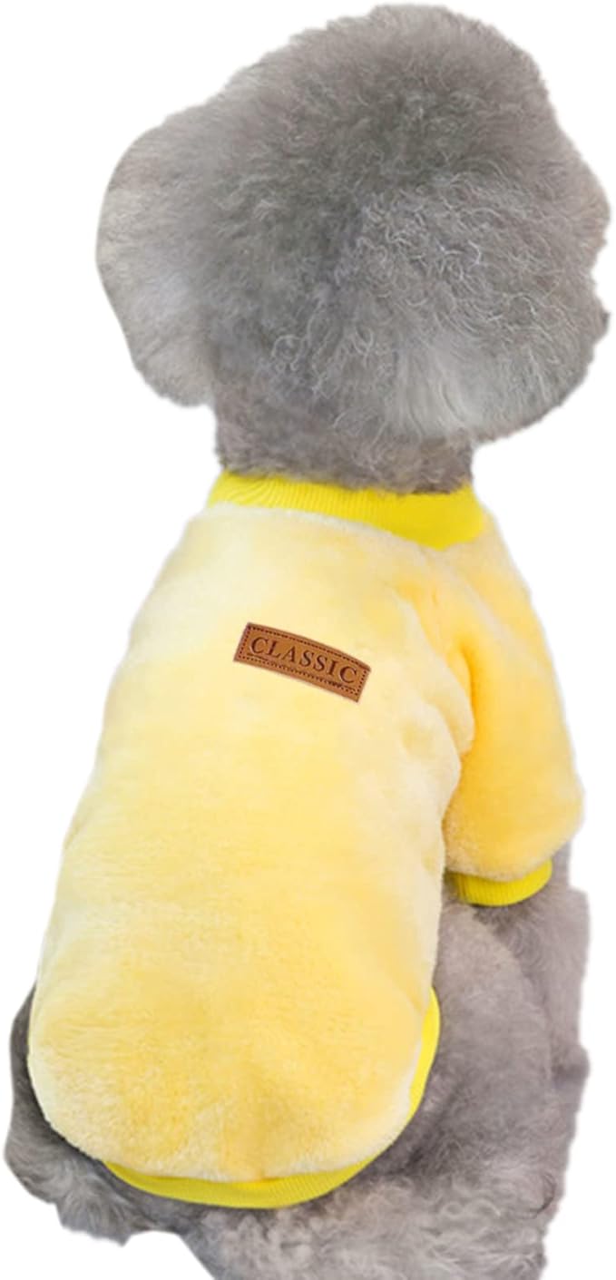 Jecikelon Pet Dog Clothes Dog Sweater Soft Thickening Warm Pup Dogs Shirt Winter Puppy Sweater for Dogs (Z01-Yellow, Small)