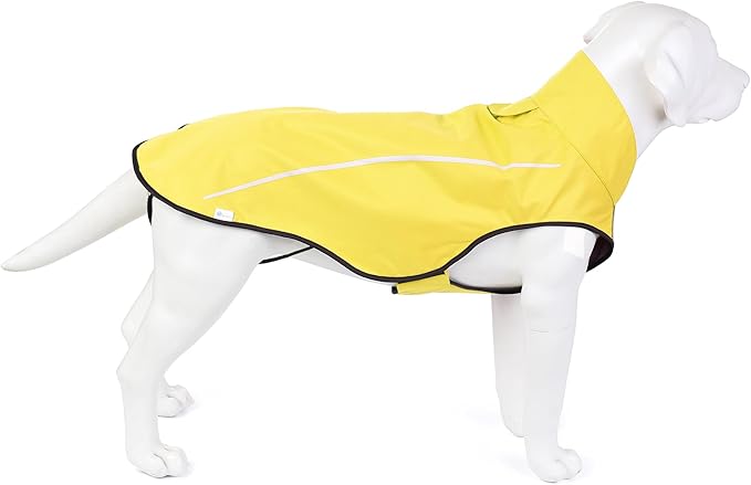 Mile High Life Dog Raincoat, Adjustable Waterproof Reflective Rain Jacket for Small Medium Large Dogs, Lightweight Breathable Pet Rain Coat with Leash Hole(Yellow,M Chest 26-32")