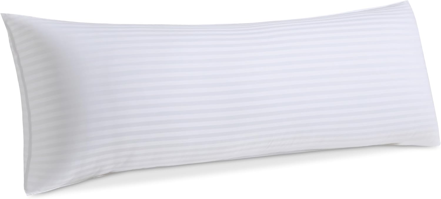 Oubonun Premium Striped Body Pillow, Breathable Cooling Cotton Cover, Soft and Fluffy 3D Down Alternative Microfiber Filled, Long Bed Pillow for Side Sleepers, 20"x54"