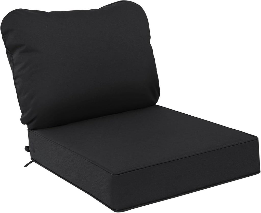 AAAAAcessories Outdoor Deep Seat Cushions, Waterproof, Fade-Resistant Patio Furniture Replacement Cushions, 24" x 24" x 5", Black