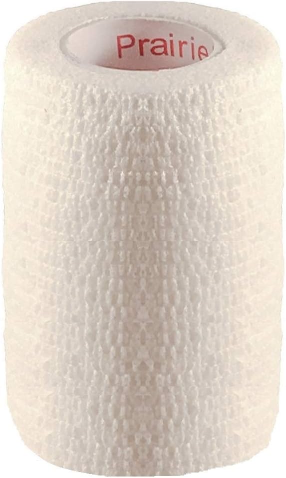 4 Inch Vet Wrap Tape Bulk (White) (Pack of 6) Self Adhesive Adherent Adhering Flex Bandage Grip Roll for Dog Cat Pet Horse