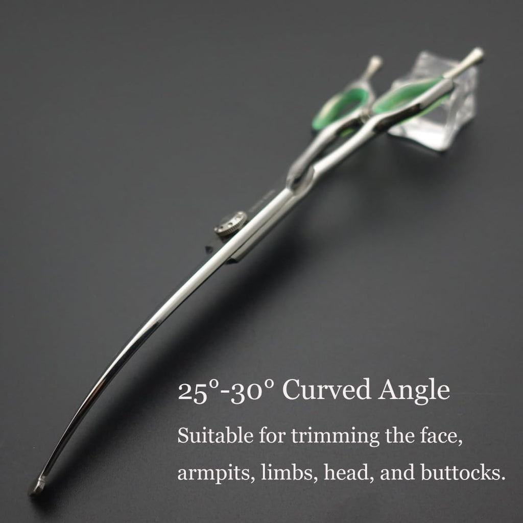 7 inches Safe Dog Grooming Scissors Set with Round Tip,Straight & Thinning & Curved Shears Set with comb for Dog & Cat Grooming &human hair cutting (Green 4 in 1 with comb)