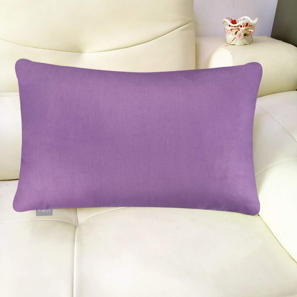 Thmyo 4-Pack 100% Cotton Lumbar Comfortable Solid Decorative Throw Pillow Case, Rectangle Cushion Cover Pillowcase Sublimation Blank Pillow Covers DIY Throw Pillowcase(12x20inch/30x50cm, Purple)