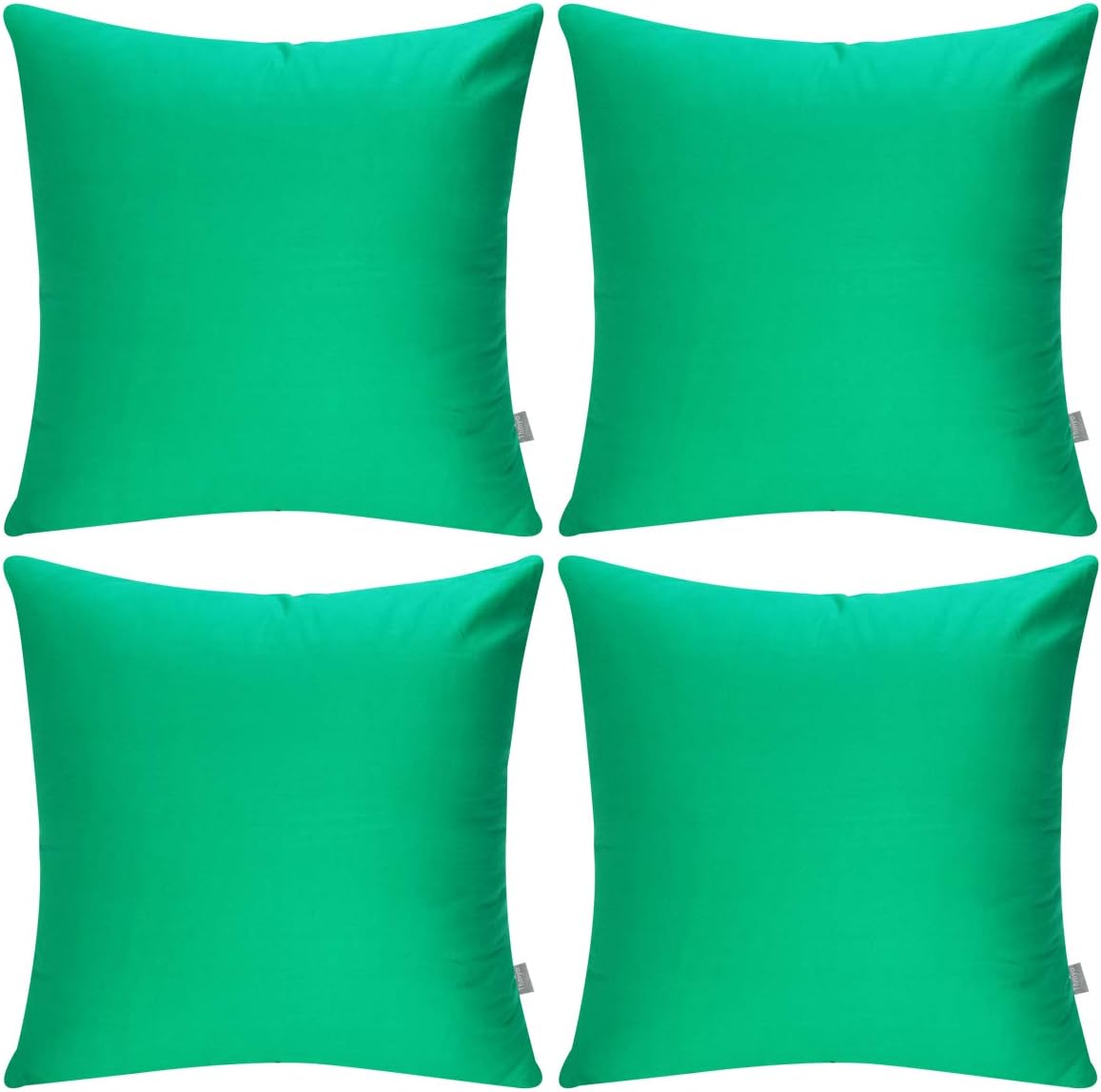 4-Pack 100% Cotton Comfortable Solid Decorative Throw Pillow Case,Thmyo Square Cushion Cover Pillowcase Sublimation Blank Pillow Covers DIY Throw Pillowcase for Sofa(18x18 inch/ 45x45cm,Bright Green)