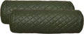 Neck Roll Pillow Cushion Cover, 22x7 Inch Full Moon Round Bolster Pillow Case, Cylinder Soft Lambskin Leather Pillowcase for Head, Spine & Neck Support During Sleep - Quilted Dark Green Pack of 2