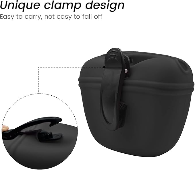 AUDWUD Silicone Dog Treat Pouch,Clip on Portable Training Container,Convenient Magnetic Buckle Closing and Waist Clip,No BPA