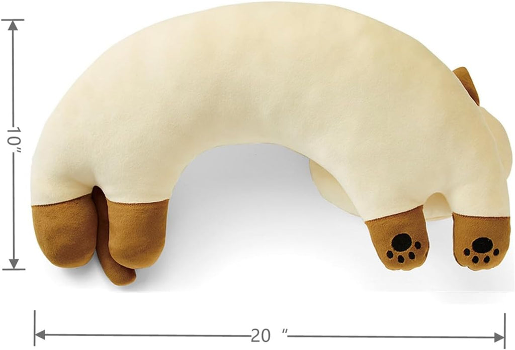 U-Shaped Cat Plush Pillow, Cute Plushies, 20" - Ultrasoft Cat Stuffed Animal, Birtday Gift (Brown)