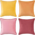MONDAY MOOSE Decorative Throw Pillow Covers Cushion Cases, Set of 4 Soft Velvet Modern Double-Sided Designs, Mix and Match for Home Decor, Pillow Inserts Not Included (16x16 inch, Yellow/Pink)
