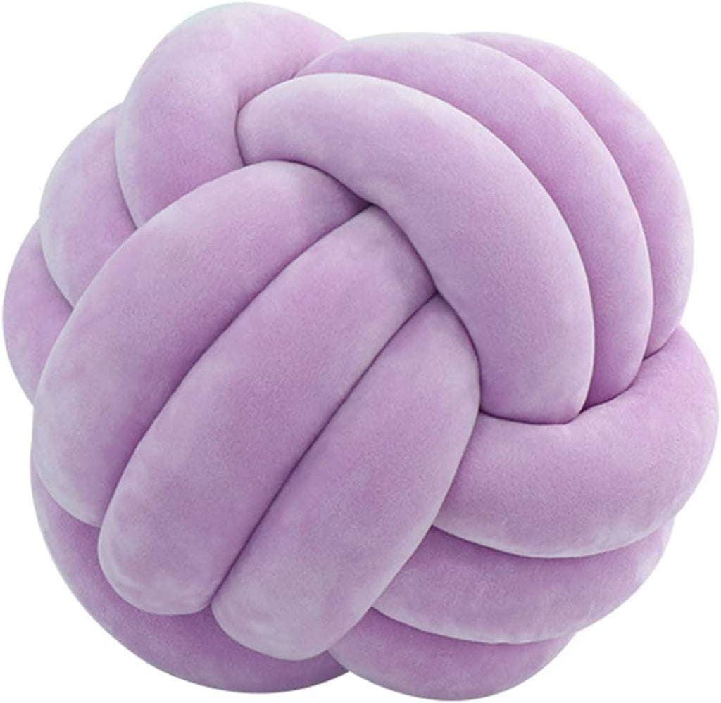 Round Throw Pillow, Soft Handmade Knot Ball Pillows, Home Decoration Pillow, Knotted Plush Toys Throw Pillow (10.6 inches, Purple)