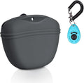 Left&Right Dog Clicker Training Kit,Silicone Dog Training Treat Pouch and Dog Clickers,Dog Treat Bag with Clicker Training for Dogs,Pet Treat Bag with Magnetic Buckle Closing and Waist Clip,Dark Grey