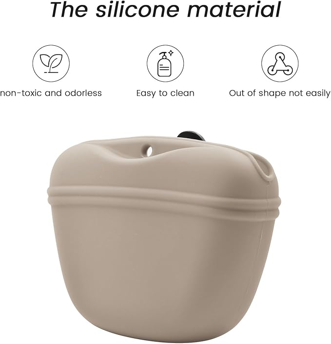 AUDWUD Silicone Dog Treat Pouch,With Training Clicker,Clip on Portable Train Container,Convenient Magnetic Buckle Closing