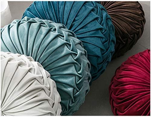 MOCOFO 14" Velvet Pleated Round Pumpkin Throw Pillow Couch Cushion Floor Pillow for Sofa Chair Bed Car Home Decorative
