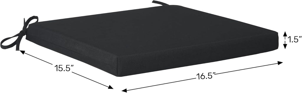 WestinTrends Solace Outdoor Patio Kitchen Dining Chair Square Seat Cushions Set of 4, 16 x 15, Black
