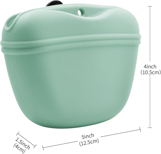 AUDWUD Silicone Dog Treat Pouch,with Dog Training Clicker,Clip on Portable Training Container,Convenient Magnetic Buckle Closing and Waist Clip