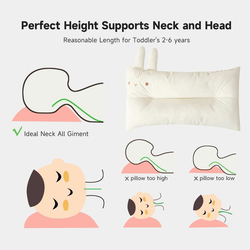 Choc chick Toddler Pillow,20X12inches Machine Washable 100% Cotton Pillowcase Soft Hypoallergenic Kids Pillows,Child Cute Animal Perfect Toddler Pillows for Sleeping 2 Years Old (Rabbit)