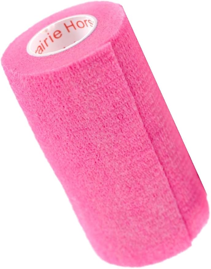 4 Inch Vet Wrap Tape Bulk (Neon Pink) (Pack of 6) Self Adhesive Adherent Adhering Flex Bandage Grip Roll for Dog Cat Pet Horse