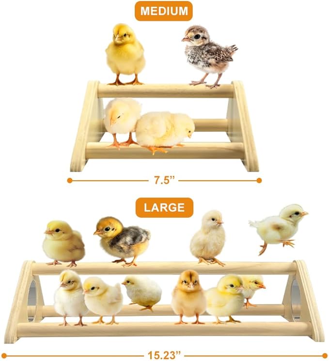 Chicken Toys with Mirror, Roosting Bars for Chicks in Coop and Brooder, Wooden Chicken Perch, Coop Accessories for Large Bird, Baby Chicks, Parrot