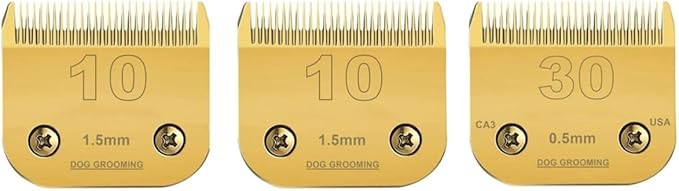 2pack10#30 Detachable Pet Dog Grooming Clipper Ceramic Sharp,Compatible with Andis,Oster A5,Wahl KM Series Clippers,Cut Lengt 1/16 1.5mm 1/50" 0.5mm 3 Pack