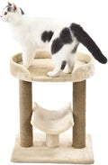 Amazon Basics Multi- Platform Cat Tree with Scratching Post for Indoor Cats up to 25lbs, 18 x 14 x 22 Inches, Beige
