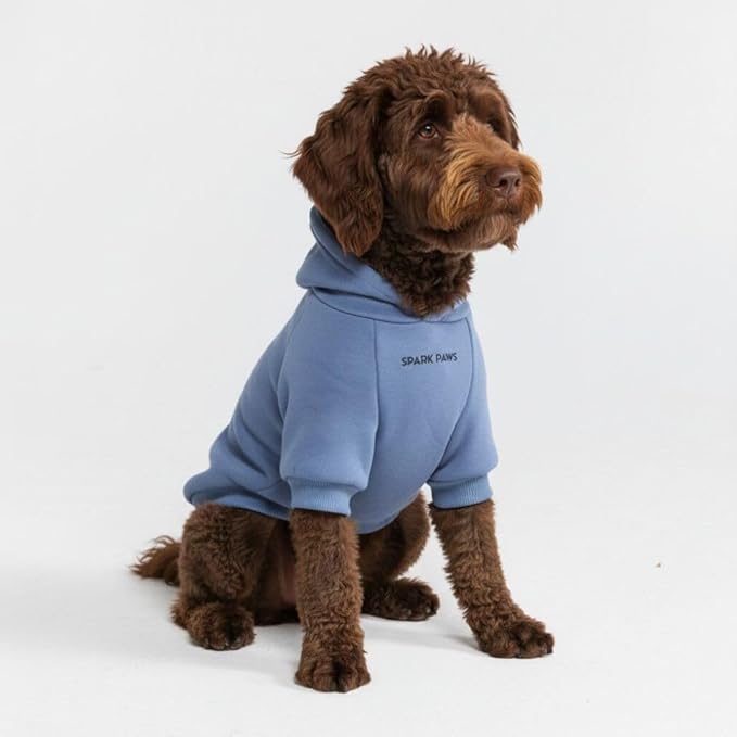 Spark Paws Dog Hoodie – Premium Dog Sweater for Small, Medium, and Large Dogs | Warm Outfits for French Bulldogs, Pitbull, Puppy, Winter Jacket Alternative - Slate Blue - 2XL