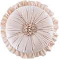 S SSOY Velvet Round Pillow - Ruffle Home Decoration Cushion for Sofa, Chair, Bed, Window, Floor, 13.7in
